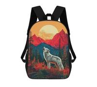 sinyumoney Wolf Howling at Sunset Rucksack Water Resistant Travel Backpack Computer Bag for Teenage Girls Boys Women Men 17inch