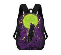 sinyumoney Wolf Howling at The Moon 3D Printed Children's School Backpack for Kids Travel Rucksacks Book Bags Kids School Bag 17inch