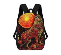 sinyumoney Wolf Howling at The Moon Backpack Kids School Bag Boys Cartoon 3D Print Students Schoolbag Laptop Daypack for Boys Girls 17inch