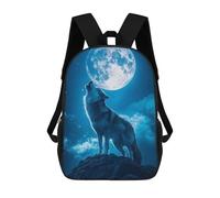 sinyumoney Wolf Howling at The Moon Backpack School Lightweight Casual Daypack School Backpacks for Boys/Girls/Teenagers 17inch