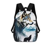 sinyumoney Wolf Howling Moon Landscape Backpacks 3D Printed Kids School Backpack Outdoor Casual Daypack Fashion Casual Children Backpacks Cute Travel Bags 17inch