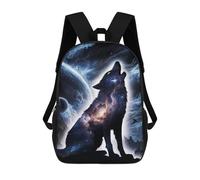 sinyumoney Wolf Howling Silhouette Backpack Kids School Backpack School Bag 3D Printed Fashion School Bag for Boys Elementary And Middle School Student 17inch