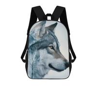 sinyumoney Wolf Husky Dog Backpacks Kids School Backpack Fashion School Bag 3D Printed School Bag for Boys Elementary And Middle School Students 17inch