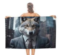 sinyumoney Wolf in A Business Suit Basics Towel Set Absorbent Quick Drying Beach Towel Luxury Hotel Quality Bathroom 130cm*80cm