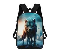 sinyumoney Wolf in A Fantasy Cityscape Children's Backpack, 3D Printed School Backpack, Backpack for Boys Girls, Adjustable School Bag for Primary School 17inch