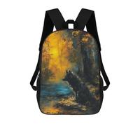sinyumoney Wolf in Autumn Forest Painting School Backpack 3D Printed School Bags Boys Girls Laptop Backpack for Kids/Students/Adults 17inch