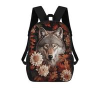 sinyumoney Wolf in Autumn Leaves School Backpack Schoolbags For Girls Boys Backpack With Pocket Fashion School Bag Kids Backpack 17inch
