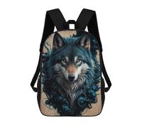 sinyumoney Wolf in Blue Smoke School Backpack School Bags For Girls Boys Backpack With Pocket Fashion School Bag Kids Backpack 17inch