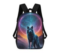sinyumoney Wolf in Cosmic Landscape Kids Backpack, Kids School Bag 3D Printed School Backpacks for Boys And Teenager School Students 17inch