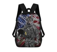sinyumoney Wolf in Flight Suit Rucksacks 3D Printed Children Backpacks Fashion Casual Daypack Cute Travel Bags Outdoor Casual Daypack for Boy And Girl 17inch