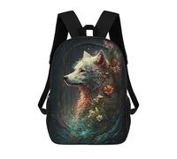 sinyumoney Wolf in Flowers Backpack Cartoon Plush Bag, 3D Backpack for Kids School Bag Birthday Gift Idea for Boys And Girls 17inch
