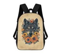 sinyumoney Wolf in Flowers School Bag 3D Printed 17inch Backpacks Fashion Kids School Backpack Rucksacks for Boys Elementary And Middle School Students