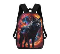 sinyumoney Wolf in Galaxy Fantasy 17inch School Bag 3D Printed Children's School Backpack Casual Fashion Travel Backpacks for Kids School Students
