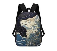 sinyumoney Wolf in Moonlight Rucksacks 3D Printed Children Backpacks Fashion Casual Daypack Cute Travel Bags Outdoor Casual Daypack for Boy And Girl 17inch