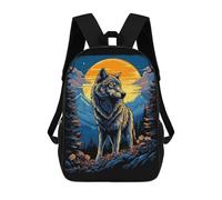 sinyumoney Wolf in Mountain Landscape Illustration Daypack Casual Backpacks School Bag For Girls Boys High College Teenagers Rucksack Men Women Travel Laptop Rucksack College Bookbag 17inch