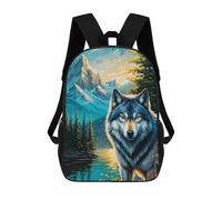 sinyumoney Wolf in Mountain Landscape Painting School Backpack Large Lightweight Casual Backpack for Boys/Girls/Teenagers 17inch