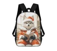 sinyumoney Wolf in Santa Suit Reading Kids Backpack, Kids School Bag 3D Printed School Backpacks for Boys And Teenager School Students 17inch