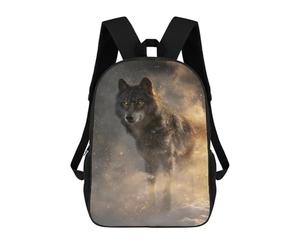 sinyumoney Wolf in Snow with Fire Effect Rucksack Travel College Rucksack Backpacks for Teenage Girls Boys Women Men 17inch