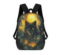 sinyumoney Wolf in The Forest Kids School Backpack 17 Inch School Bag 3D Printed School Bag for Boys Elementary And Middle School Students