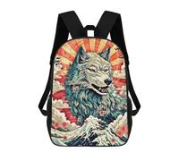 sinyumoney Wolf Japan Wave Retro School Backpack School Bags For Girls Boys Backpack With Pocket Fashion School Bag Kids Backpack 17inch