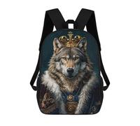 sinyumoney Wolf King 3D Printed Kids Backpacks Boys Fashion School Bag Travel Backpacks School Bags for Boys Elementary School Students 17inch