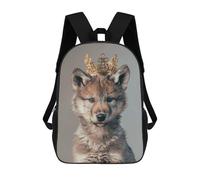 sinyumoney Wolf King Crown Backpacks Kids School Backpack School Bag 3D Printed School Bag for Boys Elementary And Middle School Students 17inch