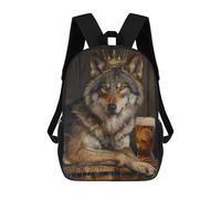 sinyumoney Wolf King Crown Pint Beer Children's Backpacks 17inch School Backpack 3D Printed Bag Bookbag for Kids Travel Rucksacks Boy Girl Book Bags Kids School Bag