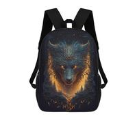 sinyumoney Wolf Legend Children's Backpack, 17 Inch 3D Printed School Backpack, Backpack Cartoon Adjustable School Bag for Primary School