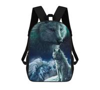 sinyumoney Wolf Majesty in Winter Wonderland Children's Backpacks School Backpack 3D Printed Backpack for Kids Travel Rucksacks Book Bags Kids School Bag 17inch