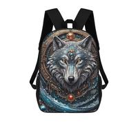 sinyumoney Wolf Metal Waves Backpack School Bag Water Resistant Travel Backpack Computer Bag for Camping Outdoor Adventures And Daily Travel 17inch