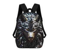 sinyumoney Wolf Metallic Silver Kids Backpack Fashion Fun Backpack Book Bag for Boys And Teenager 3D Printed School Bags for Boys 17inch