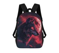 sinyumoney Wolf Moon Clouds Red Eyes 3D Printed School Backpack Casual Children's Backpacks 3D Printed School Bag for Boys Elementary And Middle 17inch