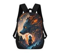 sinyumoney Wolf Moon Encounter Backpack 3D Print Kids Bag Elementary Students Daypack Lightweight School Bag for Children Girls Boys Nursery Lunch Pack 17inch