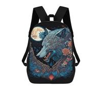sinyumoney Wolf Moon Fantasy Art Print-1 3D Printed 17inch Kids School Bag Rucksacks Children's School Fashion Casual Back Pack High Capacity Travel Book Bags