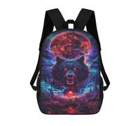 sinyumoney Wolf Moon Fantasy Artwork Rucksacks 3D Printed Children 17inch Backpacks Fashion Casual Daypack Travel Bags Outdoor Casual Daypack for Boy And Girl