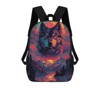 sinyumoney Wolf Moon Fantasy Landscape School Backpack 3D Printed Children's 17inch Backpacks Bag Bookbag for Kids Boy Girl Book Bags Kids School Bag Travel Rucksacks