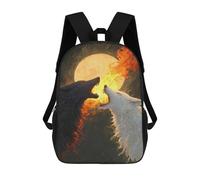 sinyumoney Wolf Moon Fire Art Print Backpack School Bag Lightweight Airport College Students Back Pack for School/Work/Travel 17inch