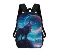 sinyumoney Wolf Moon Night Backpack 3D Printed Children's School Backpack Kids Travel Backpacks High Capacity Book Bags Children's Backpack Rucksack 17inch