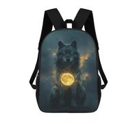 sinyumoney Wolf Moon Spirit Animal Backpack School Bag High Secondary School Bags Casual Backpack - Perfect for Travel, Work And Daily Use 17inch