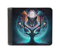 sinyumoney Wolf Moon Tree Artwork 3D Print Clutch Purse Coin Pocket ID RFID Blocking Stylish Banknote Compartments Fashion Slim Wallets 11.7cm*9.5cm