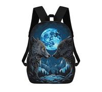 sinyumoney Wolf Moonlight Vintage School Bag Bookbag 3D Printed Children's Backpacks for Kids Boy Girl Book Bags Kids School Bag Travel Rucksacks 17inch