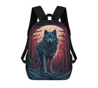 sinyumoney Wolf Moonlit Forest Poster School Bags Fashion Stationery Backpack Waterproof Casual Daypacks for Men, Women & Teenage Boys 17inch