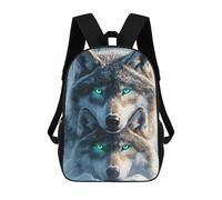 sinyumoney Wolf Mother And Cub Backpack Kids School Backpack School Bag 3D Printed Fashion School Bag for Boys Elementary And Middle School Student 17inch