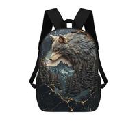sinyumoney Wolf Mountain Landscape Rucksack Rucksack Casual Daypacks School Work Travel Bag for Men, Women & Teenage Boys 17inch
