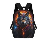 sinyumoney Wolf Night Galaxy Children's School Backpack 3D Printed for Kids Travel Rucksacks Book Bags for Boys Elementary School Students 17inch