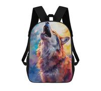 sinyumoney Wolf Night Kids' Book Bag 3D Printing School Bag Boys And Girls Cool Knapsack Casual Back Bag for School Students 17inch