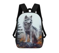 sinyumoney Wolf on A Rock in Autumn 17 Inch Backpacks Kids Schoolbag,3D Printed Elementary And Middle School Students Backpacks for Boys Girls