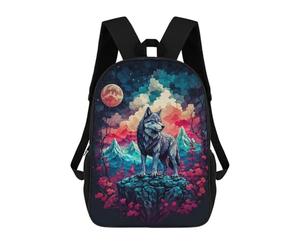 sinyumoney Wolf On Full Mooo Backpack School Bag Large Water Resistant Laptop Backpack for Girls Boys Teenage 17inch