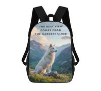 sinyumoney Wolf on Mountain Motivation School Bag Backpack Teen Schoolbag 3D Printing Adjustable Schoolbag Fashion Pocket Bag for Kids Boys Girls Students And Teenagers Fans 17inch