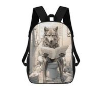 sinyumoney Wolf on Toilet School Backpack for Girls 17inch Casual Daypack Lightweight Rucksack Boy Girl Backpack for Middle School Students
